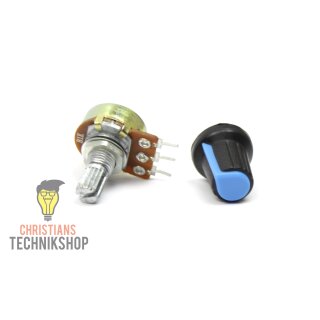 Potentiometer 6mm shaft incl button - 0-1 kOhm - Blue | Arduino