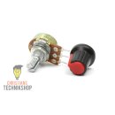 Potentiometer 6mm shaft incl button - 0-1 kOhm - Red |...