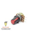 Potentiometer 6mm shaft incl button - 0-10 kOhm - Red | Arduino