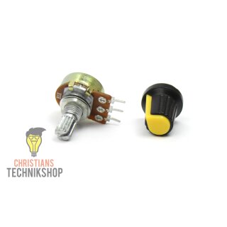 Potentiometer 6mm shaft incl button - 0-100 kOhm Yellow | Arduino