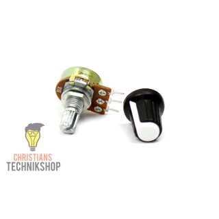 Potentiometer 6mm shaft incl button - 0-1 kOhm - White | Arduino