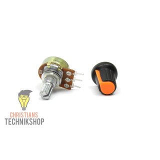 Potentiometer 6mm shaft incl button - 0-100 kOhm Orange | Arduino