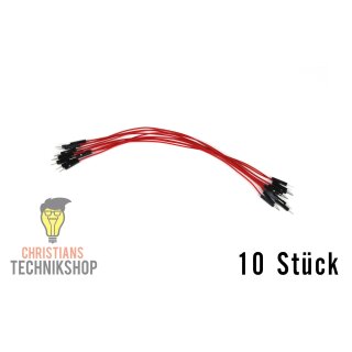 10 einzelne Jumper Wire | 20 cm Kabel | male auf male | rot