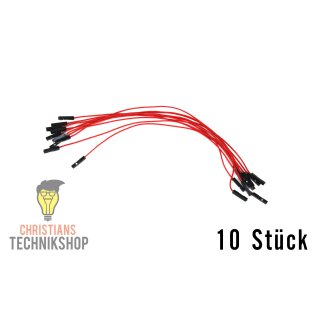 10 einzelne Jumper Wire | 20 cm Kabel | female auf female | rot