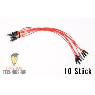 10 einzelne Jumper Wire | 20 cm Kabel | male auf female | rot