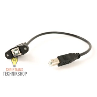USB-B Kabel | USB 2.0 B-Buchse auf USB 2.0 B-Stecker | verschraubbare Buchse | Verl&auml;ngerung | L&auml;nge 30 cm | Arduino | Christians Technikshop
