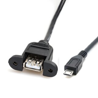 USB B-Buchse auf Micro-USB-B-Stecker | verschraubbare Buchse | Verl&auml;ngerung | L&auml;nge 30 cm | Sonderposten | Christians Technikshop