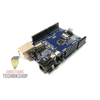 UNO R3 | Entwicklerboard f&uuml;r Arduino IDE | ATMEL ATmega328P AVR Mikrocontroller | CH340-Chip | Christians Technikshop