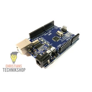 UNO R3 | Entwicklerboard für Arduino IDE | ATMEL ATmega328P AVR Mikrocontroller | CH340-Chip | Christians Technikshop